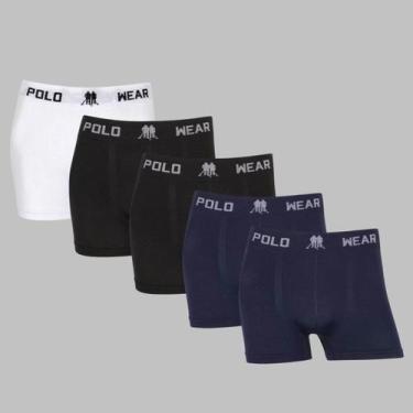 Imagem de Kit 5 Cuecas Boxer Polo Wear Masculino Original Premium Lisa, 1branco,