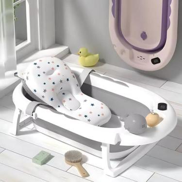 Imagem de Banheira Com Almofada De Banho Para Neném Branca Confortável - Tibaby,