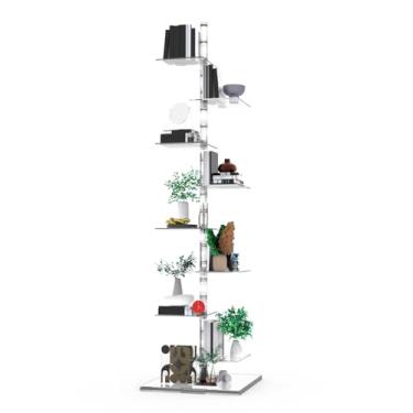 Imagem de HYHTMER Estante de metal com 9 camadas – Torre vertical para livros para espaços pequenos, estante de canto multiuso, estante de escada alta e estreita, exibição de livros ideal para casa ou