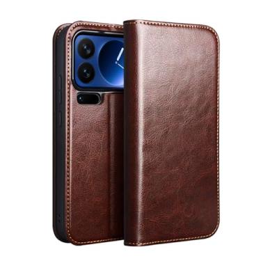 Imagem de POYUFRG Capa de couro genuíno para Xiaomi 17 Pro Max/17 Pro, carteira flip de negócios de alta qualidade com compartimentos para cartões, capa de suporte, marrom, 17 ProMax