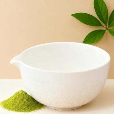 Imagem de Abscalar Tigela Matcha com bico – Matcha Chawan de cerâmica 500 ml para Matcha em pó, salada, chá, sopa – Tigela de mistura estilo japonês para amantes de chá
