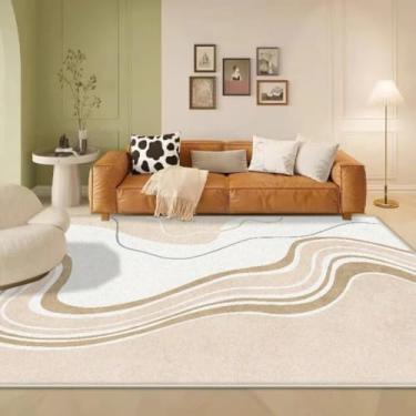 Imagem de Tapetes grandes para sala de estar, estilo simples, antiderrapantes, decoração de quarto, macios, laváveis, para sofá e mesa, fácil de limpar (200x250 cm/Flanela - 4)