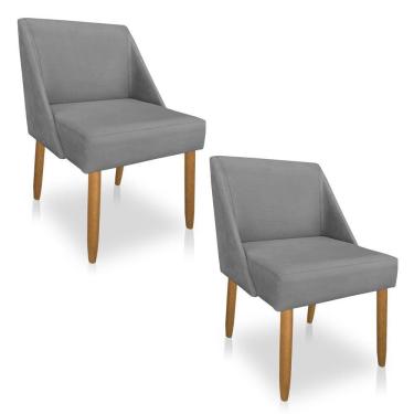 Imagem de Kit 02 Cadeiras Poltrona Juliana Suede Pés Palito Castanho Grafite