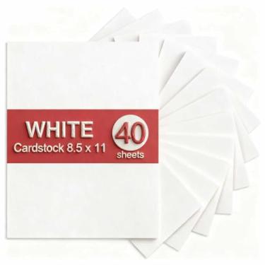 Imagem de ALEWAPO Cartolina branca 8,5 x 11 papel grosso, 40 folhas, papel grosso 29,5 kg/180 g/m², papel para impressora de cartolina 21 x 28, cartolina branca para convites, menus, casamento, cartões DIY