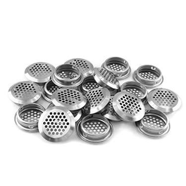 Imagem de LDEXIN 50 peças de saídas de ar, 1,38" (35 mm) de ventilação circular Soffit, aço inoxidável com orifício de malha redonda para cozinha, banheiro, armário, guarda-roupa e armário de sapatos, prata