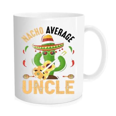 Imagem de SAPUWE Caneca Nacho Average Funny Uncle Mug, Uncle Pregnancy Announcement Nacho Uncle Mug, Uncle Coffee, Uncle Gift, Fun Hilarious Uncle Joke Humor, Caneca de 325 ml, Branca, 11 OZwhite