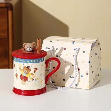 Imagem de ZjenNbecoHpave Caneca de cerâmica adorável de urso com caixa de presente – Presentes perfeitos para mãe, caneca de café grande de 500 ml para crianças e pais – Seguro para forno, micro-ondas e