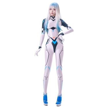 Imagem de COSDOLY Body feminino completo com estampa futurista com luvas - macacão cosplay de manga comprida, roupa de peça única estilo ficção científica