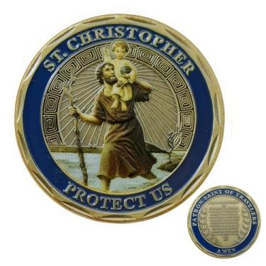 Imagem de St. Christopher Patron Saint of Travelers Coin - Catholic Challenge Token for Protection & Religious Collection