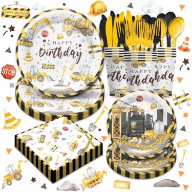 Imagem de Fpozztiyo Construction Birthday Party Supplies - Construction Theme Party Decorations Includes Plates, Cups, Napkins, Cutlery, for Boys Kids Birthday Party Supplies | Serves 24