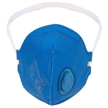 Imagem de Mascara-respirador Dobrável Pff-2 Com Valvula Azul Protec - 10 Peças