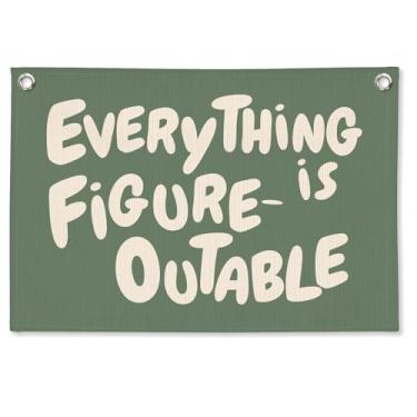 Imagem de STHTTSW Inspirational Everything is Figureoutable Wall Hanging Canvas Banner Prints, Positive Affirmations Motivational Wall Art Decor for Kids Room Playroom Classroom Office, 76 x 50 cm