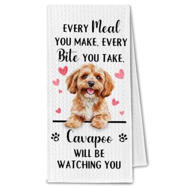 Imagem de ChissNook Cavapoo Gifts Toalhas de cozinha, toalhas de prato de chá de cachorro engraçadas para decoração de cozinha, presentes para amantes de cães Cavapoo para mulheres, cada refeição que você faz