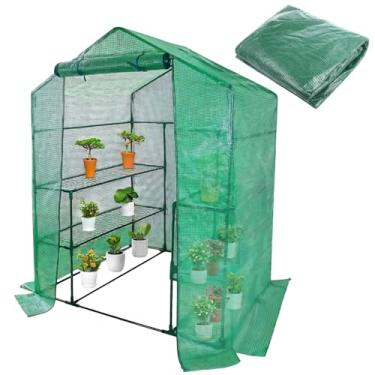 Imagem de Capa de substituição para estufa, barraca de plantas ao ar livre 56,3 x 56,3 x 195,1 cm, tecido PE resistente às intempéries com entrada enrolável com zíper, protege contra chuva, vento e frio