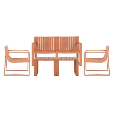 Imagem de Conjunto 2 Poltronas, 1 Sofá 2 Lug E 2 Mesas área Externa Rivatti Fibra Polipropileno Pêssego