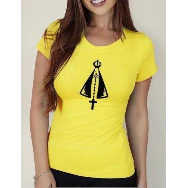 Imagem de Camiseta Camisa Algodão Feminina Masculina Adulto Nossa Senhora Aparec