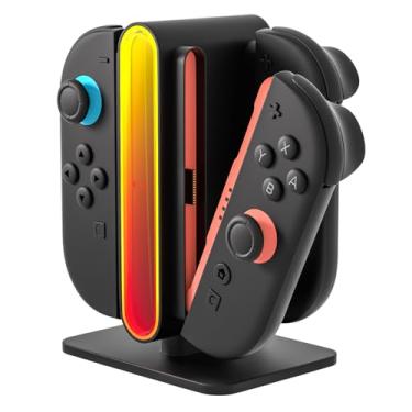 Imagem de Mcbazel 4-in-1 RGB Charging Dock Station for Nintendo Switch 2 Joy Con - Magnetic Fast Charger with LED Indicators, Colorful Lighting & Safety Protection, Switch 2 Accessories