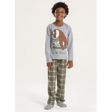 Imagem de Pijama Longo Infantil Menino Mescla Blusa e Calça Preguiçando - Moleka