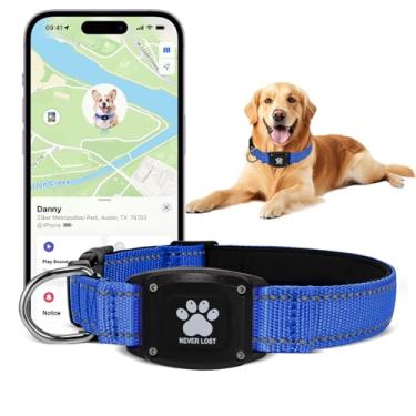 Imagem de Rastreador GPS 2 em 1 para cães, coleira inteligente refletiva à prova d'água – sem taxas mensais, alcance ilimitado, compatível com Apple Find My (somente iOS), ideal para cães pequenos, médios e