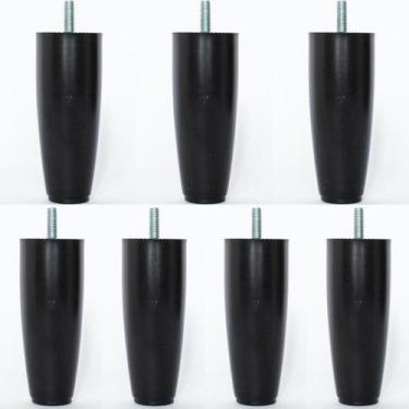 Imagem de Kit Pes para Cama box cônicos Com 7Unidades na Cor Preto com 12 cm de 