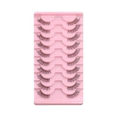 Imagem de Cílios Postiços Naturais Cat Eye Meia Largura Com Faixa Invisível Maci