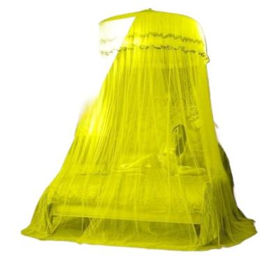 Imagem de Mosquiteiro de Teto Indiano Gigante para Cama Casal Queen King, 13,5m, Altura 3m, Aro 1m, Proteção Contra Mosquitos(Amarelo)