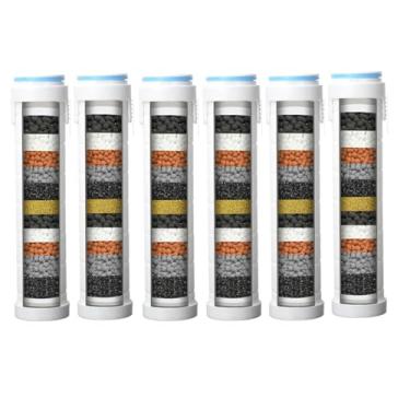 Imagem de Filtro de chuveiro para cabeça de chuveiro portátil de substituição de filtro de chuveiro de alta pressão conjunto de 6 filtros de substituição para água dura, remoção de cloro e substâncias nocivas