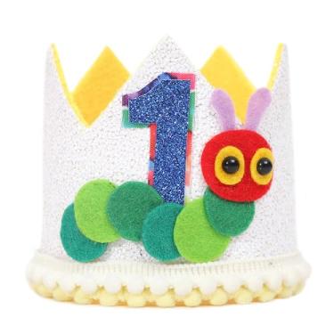 Imagem de Caterpillar 1st Birthday Crown - Hungry Caterpillar Theme Party Decorations,First Birthday Party Crown For Boys,Hungry Caterpillar Cake Smash Party Decor