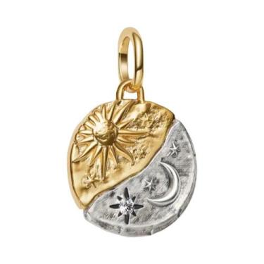 Imagem de Pingente Retro De Coração Com Lua E Caveira Prateada Para Mulheres, Pu