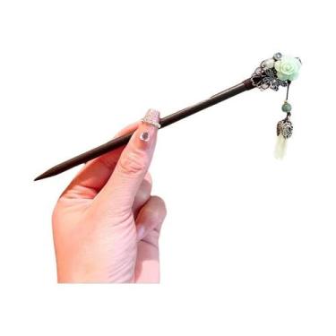 Imagem de Grampo De Cabelo De Madeira Com Franjas Florais Estilo Chinês Retrô Ac