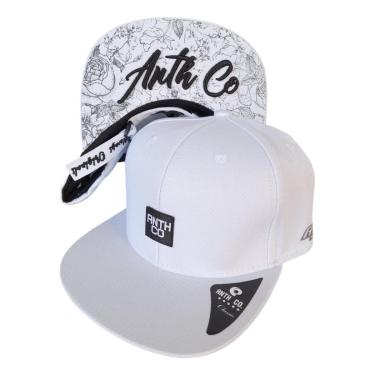 Imagem de Bone Anth Co Fox Branco Preto Aba Reta Fitão Strapback-Unissex