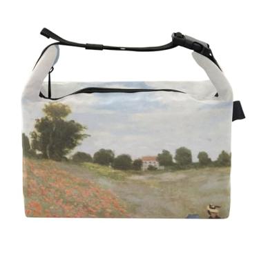Imagem de TSENQUE Claude Monet Lancheira com pintura de papoulas para mulheres, lancheira portátil, lancheira para trabalho, animal, floral, bolsa térmica para adultos