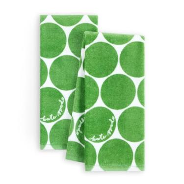Imagem de Kate Spade New York Conjunto de 2 toalhas de cozinha Joy Dot, absorvente 100% algodão veludo, verde/creme, 43 x 71 cm