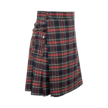 Imagem de Saia Curta Masculina De Tartan, Kilt Tradicional Da Escócia, Moda Vint