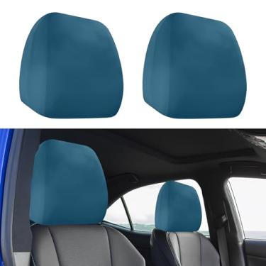 Imagem de Hbxdeco 2 peças de capa de encosto de cabeça de carro, capas de encosto de cabeça de tecido elástico macio para carros, protetor de encosto de cabeça automotivo antisujidade, capa flexível para