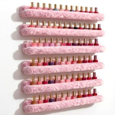 Imagem de YMVV Organizador de esmalte de parede - Prateleira de esmalte de pelúcia de 38 cm, armazenamento de itens essenciais de maquiagem e beleza - Suporte multiuso para exibição de espaços pequenos