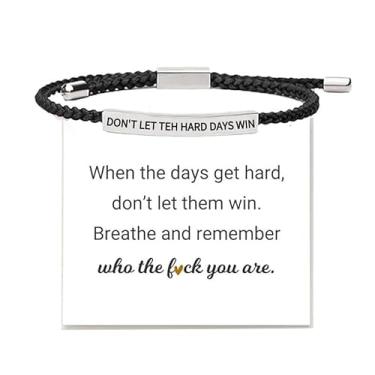 Imagem de Pingyongchang Pulseiras trançadas artesanais inspiradoras God Is In Control W.W.J.D Christian Jesus Faith Pulseiras Don't Let The Hard Days Win Pulseiras ajustáveis para mulheres e homens, Small