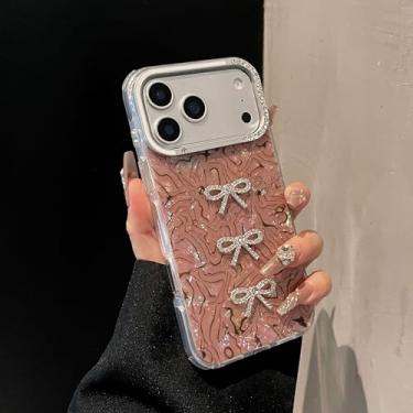 Imagem de HTVJFXCapa de luxo com laço Aurora em acrílico a laser para iPhone 16 Pro Max (Compatível com iPhone 16 Pro Max/MYCBZ)