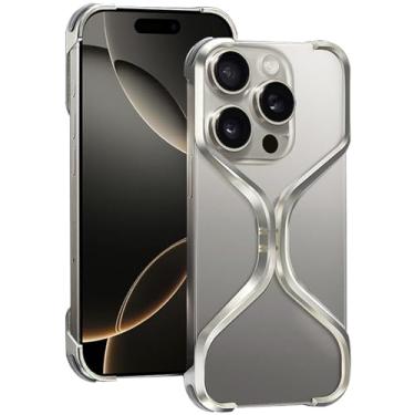 Imagem de Capa de metal em forma de X para iPhone 16 Pro Max/16 Pro/16, ultraleve, moldura de liga à prova de choque, design aberto para melhor resfriamento e sinalização