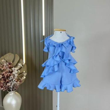 Imagem de Conjuntinho Moda Infantil Estilo Boho Chic Bata Camadas E Short Badado