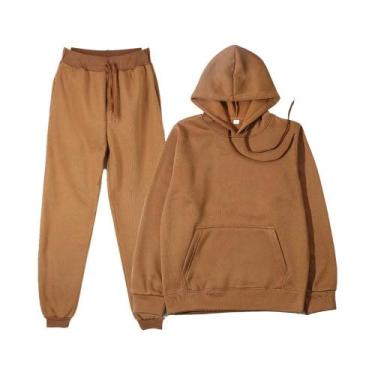 Imagem de Conjunto De Moletom Masculino Em Cor Sólida Para Outono Inverno Casual