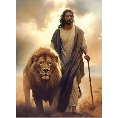 Imagem de BAWKENTON Kit de pintura por números para adultos e crianças, pintura cristã religiosa por números em tela, kit de pintura artística de número de Jesus por número, faça você mesmo, decoração de parede