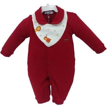 Imagem de Macacão Bebê Menino Zafielo Suedine Pettenati + Babador 571, Vermelho,