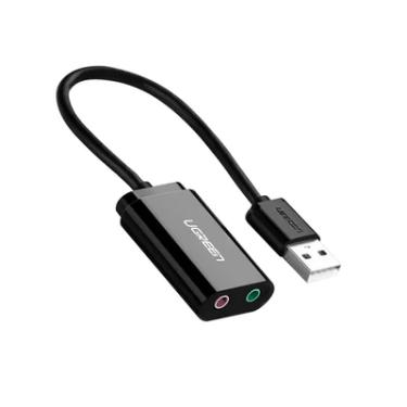 Imagem de Adaptador De Áudio Externo Ugreen, Interface Usb 2.0 - Preto