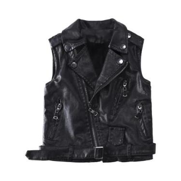 Imagem de Colete De Couro PU Para Meninos E Meninas, Jaqueta De Motocicleta Maci