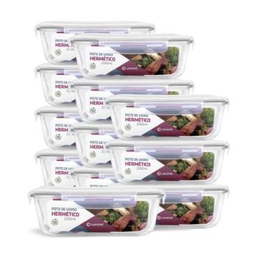 Imagem de Kit 12 Potes de Vidro Retangular com Tampa Hermética 2260ml - NABOX, B