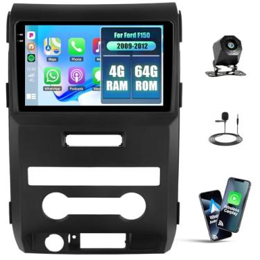 Imagem de Estéreo automotivo 4G + 64G para Ford F150 2009 2010 2011 2012 com CarPlay sem fio e Android Auto, tela sensível ao toque de 9 polegadas 1280 * 720 Android rádio automotivo Bluetooth 5.0 WiFi GPS FM