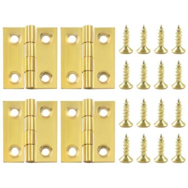 Imagem de Bivethoi 4 peças de mini dobradiças de latão puro de 2,5 cm, dobradiças dobráveis para gaveta de armário, dobradiças de porta de armário, caixa de joias, caixa de madeira, dobradiças para móveis de
