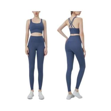 Imagem de Conjunto De Yoga Feminino De Verão 2 Peças: Top Esportivo De Nylon Com