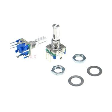 Imagem de 5 peças EC11 codificador rotativo de 360 graus com potenciômetro digital de áudio interruptor longo 20 mm 5 pinos botão de codificação